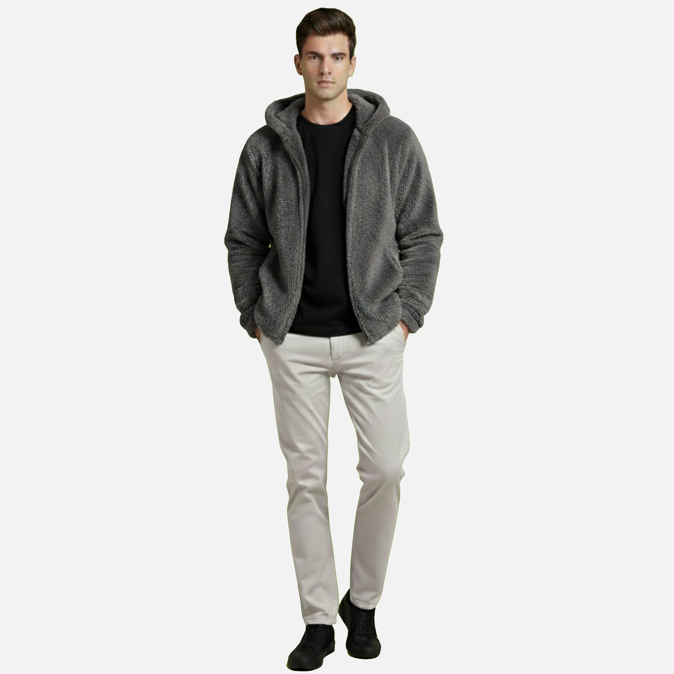 Men’s Sherpa Fleece Zip Hoodie – Ultra-Soft, Warm & Cozy Winter Comfort