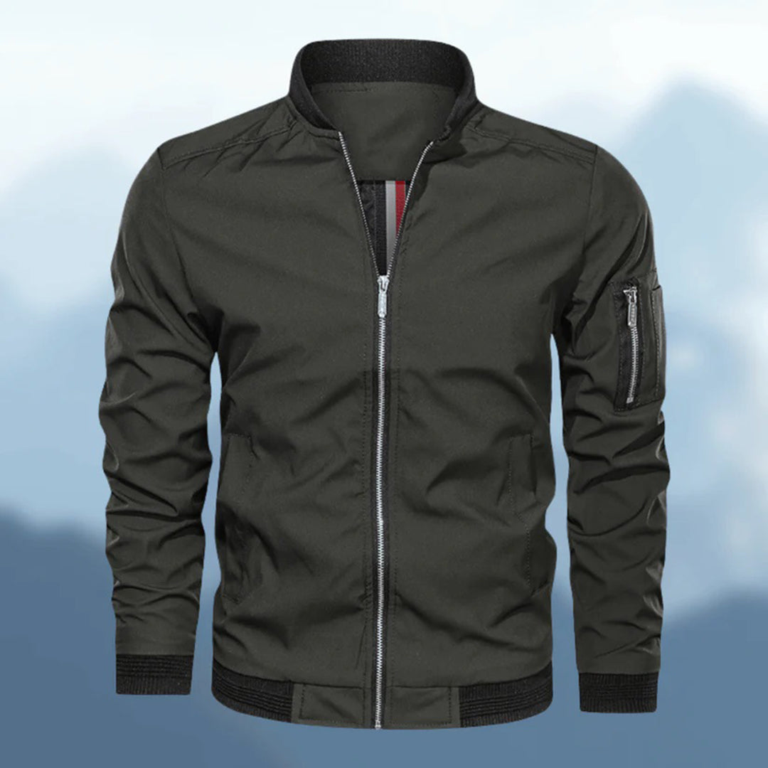 Men’s Jet Black Bomber Jacket – Minimalist Design, Maximum Style