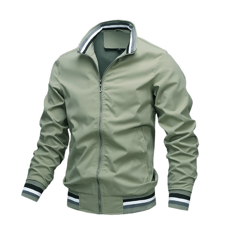 Men’s Striped Collar Bomber Jacket – Lightweight & Smart Casual Style