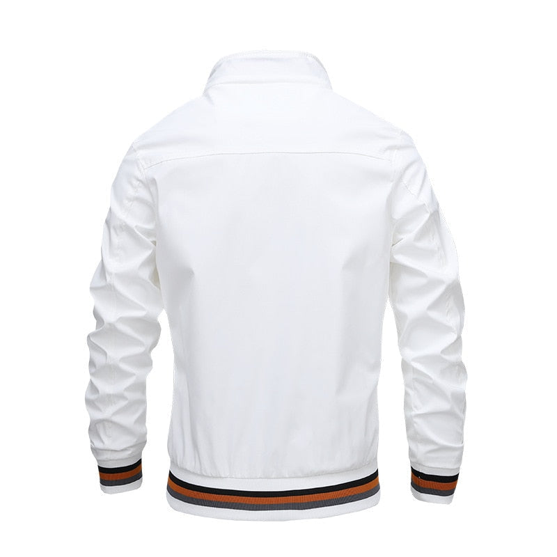 Men’s Striped Collar Bomber Jacket – Lightweight & Smart Casual Style