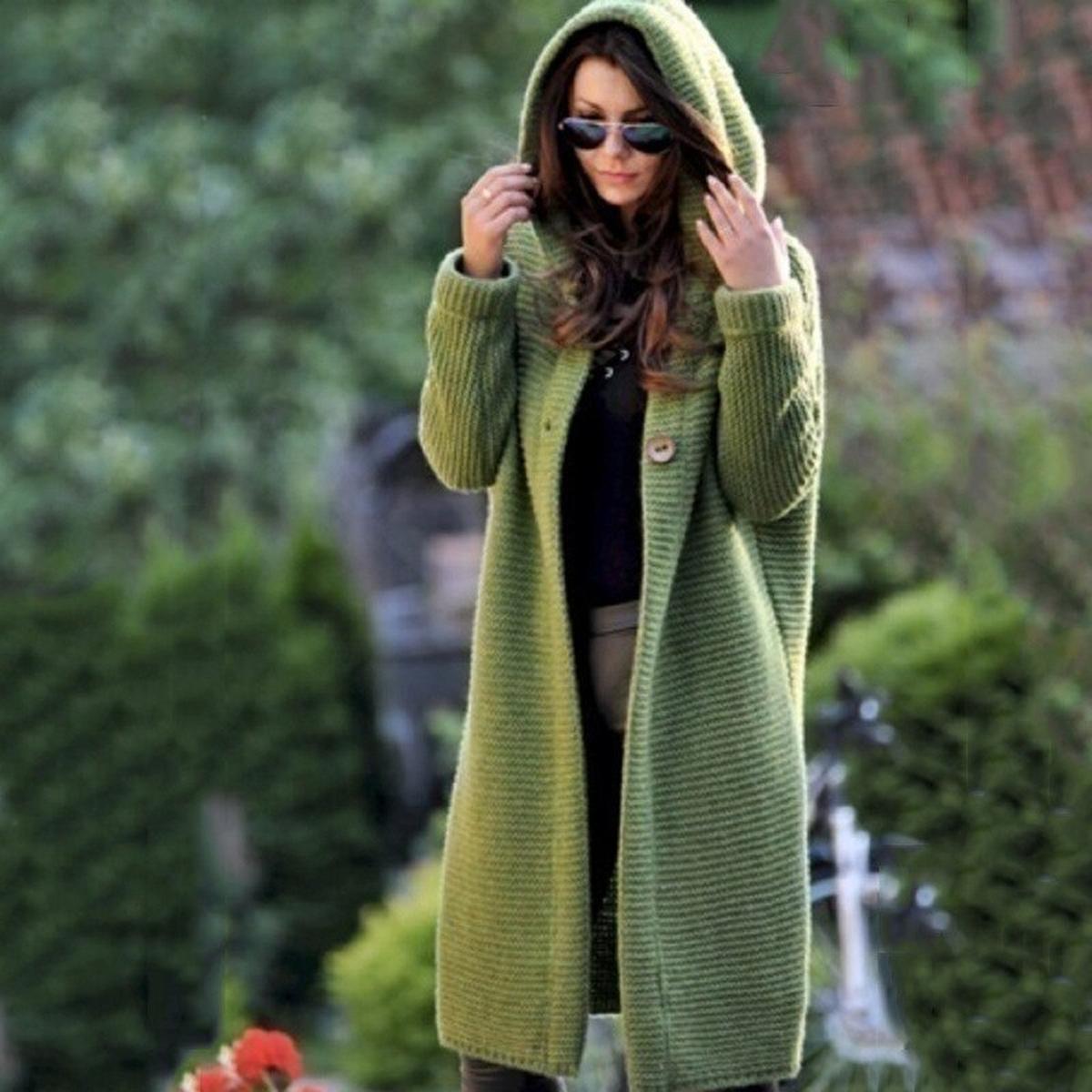 Hooded Cardigan Cotton Polyester Blend