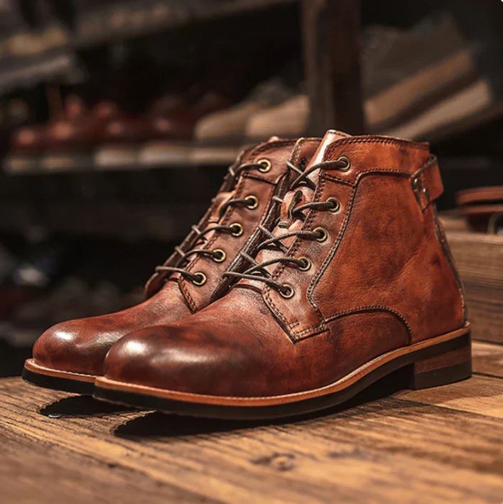 Men’s Black Leather Ankle Boots – Classic Design & All-Day Comfort