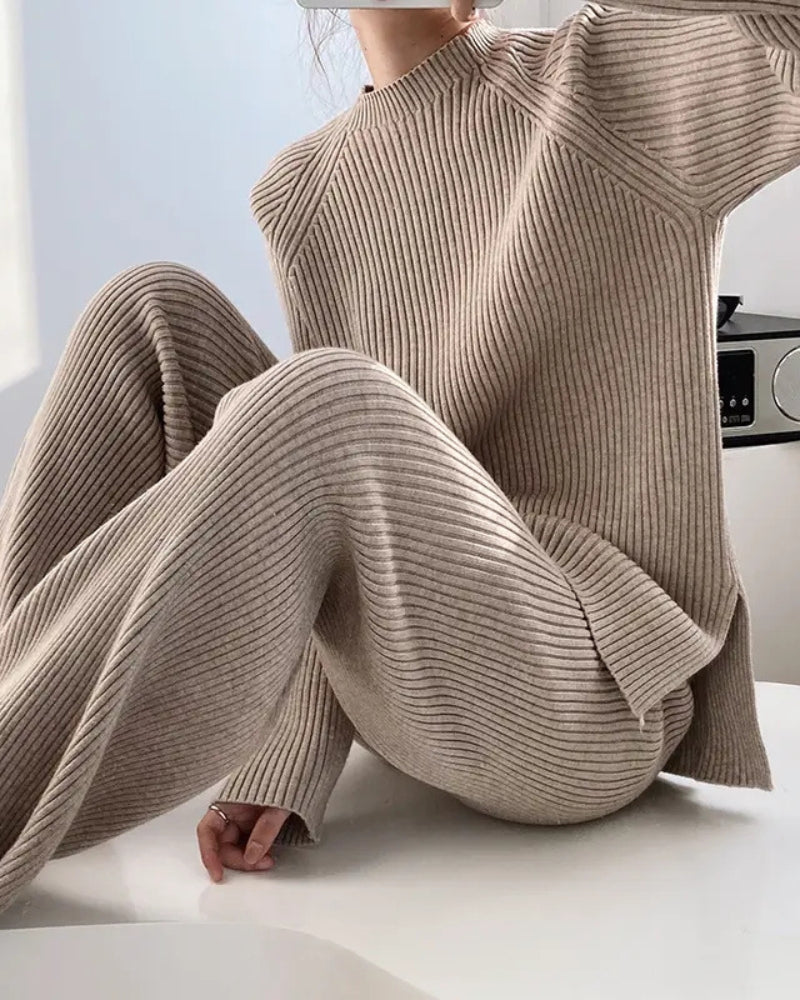Luxuriously soft ribbed knit lounge set