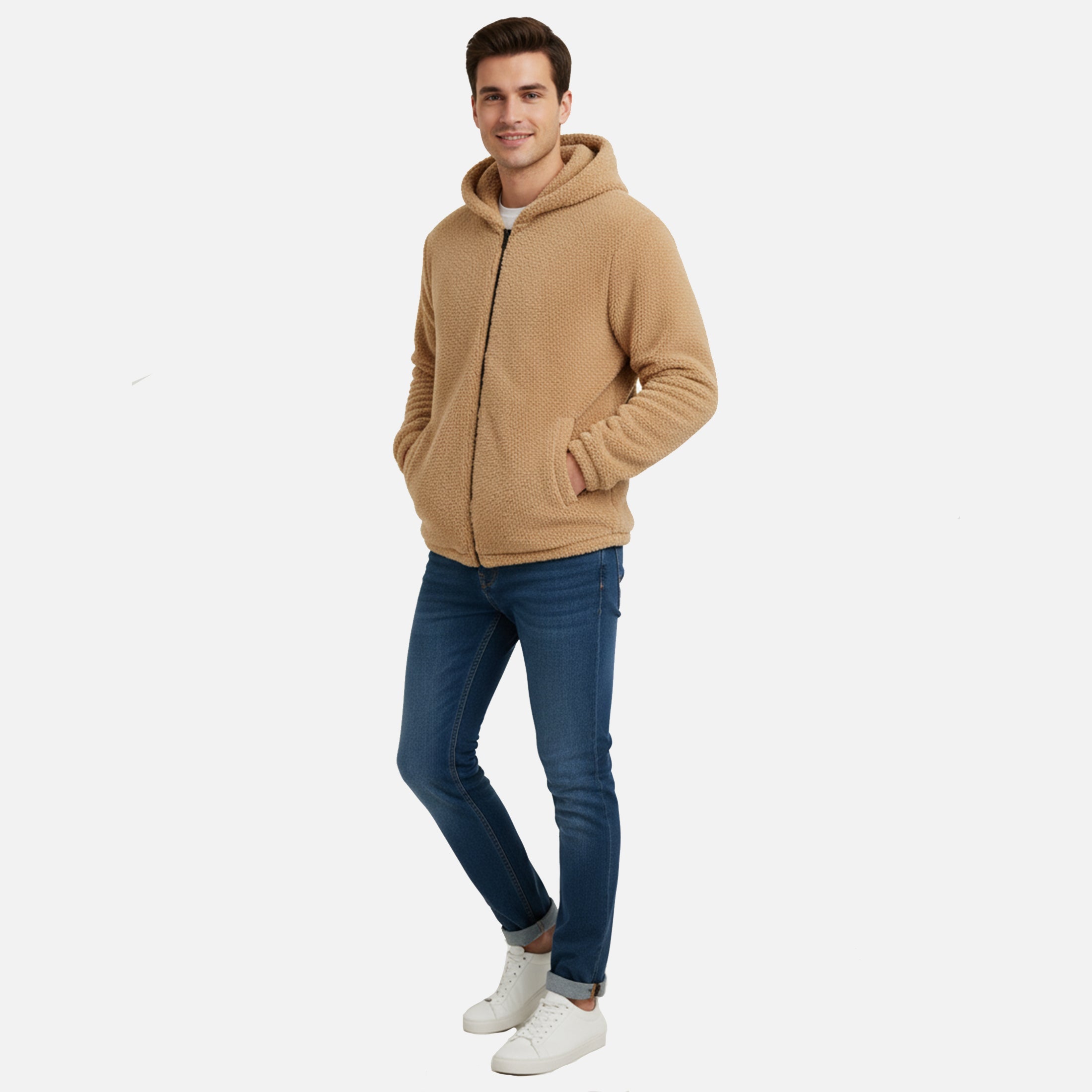 Men’s Sherpa Fleece Zip Hoodie – Ultra-Soft, Warm & Cozy Winter Comfort