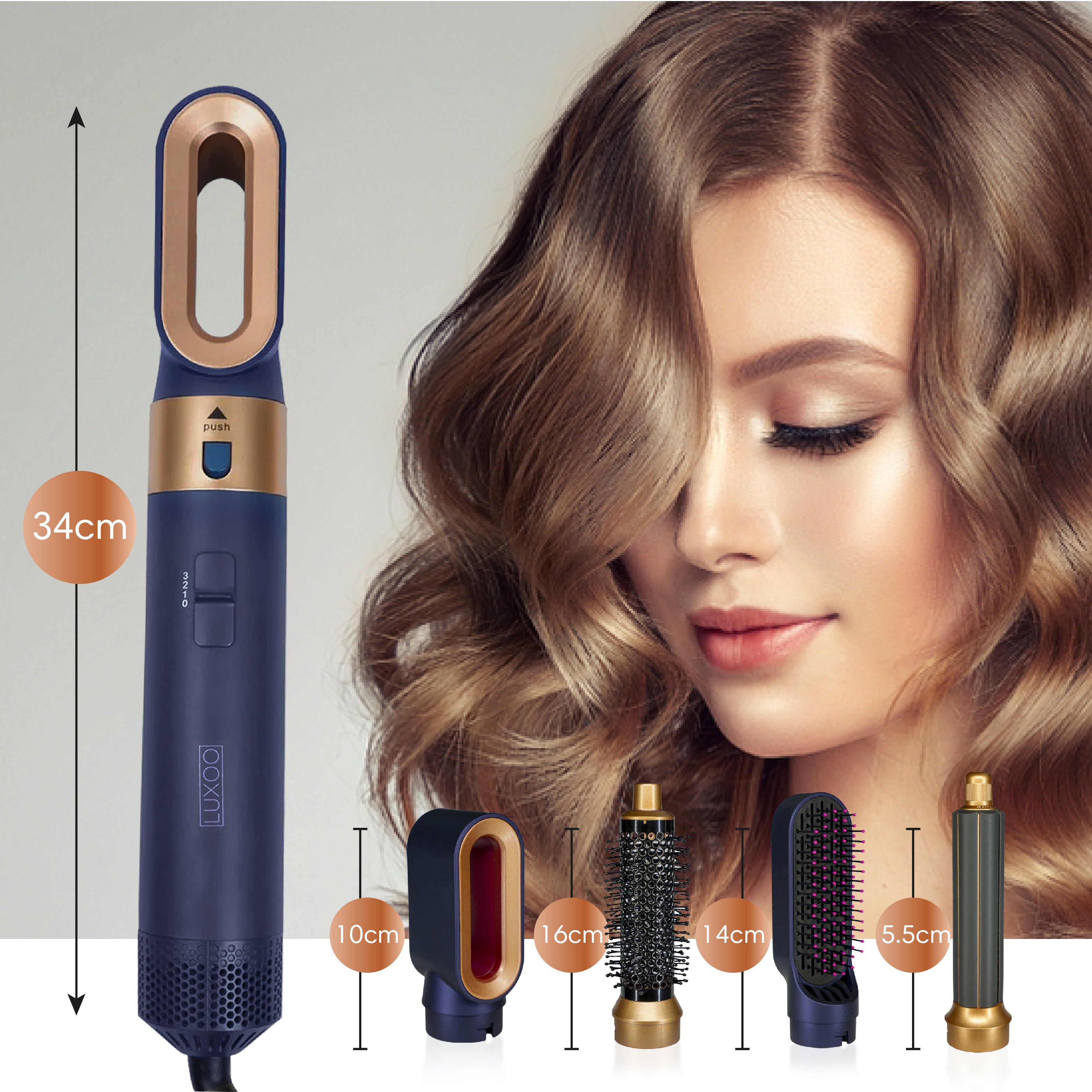 Luxoo Airstyler Blauw Goud