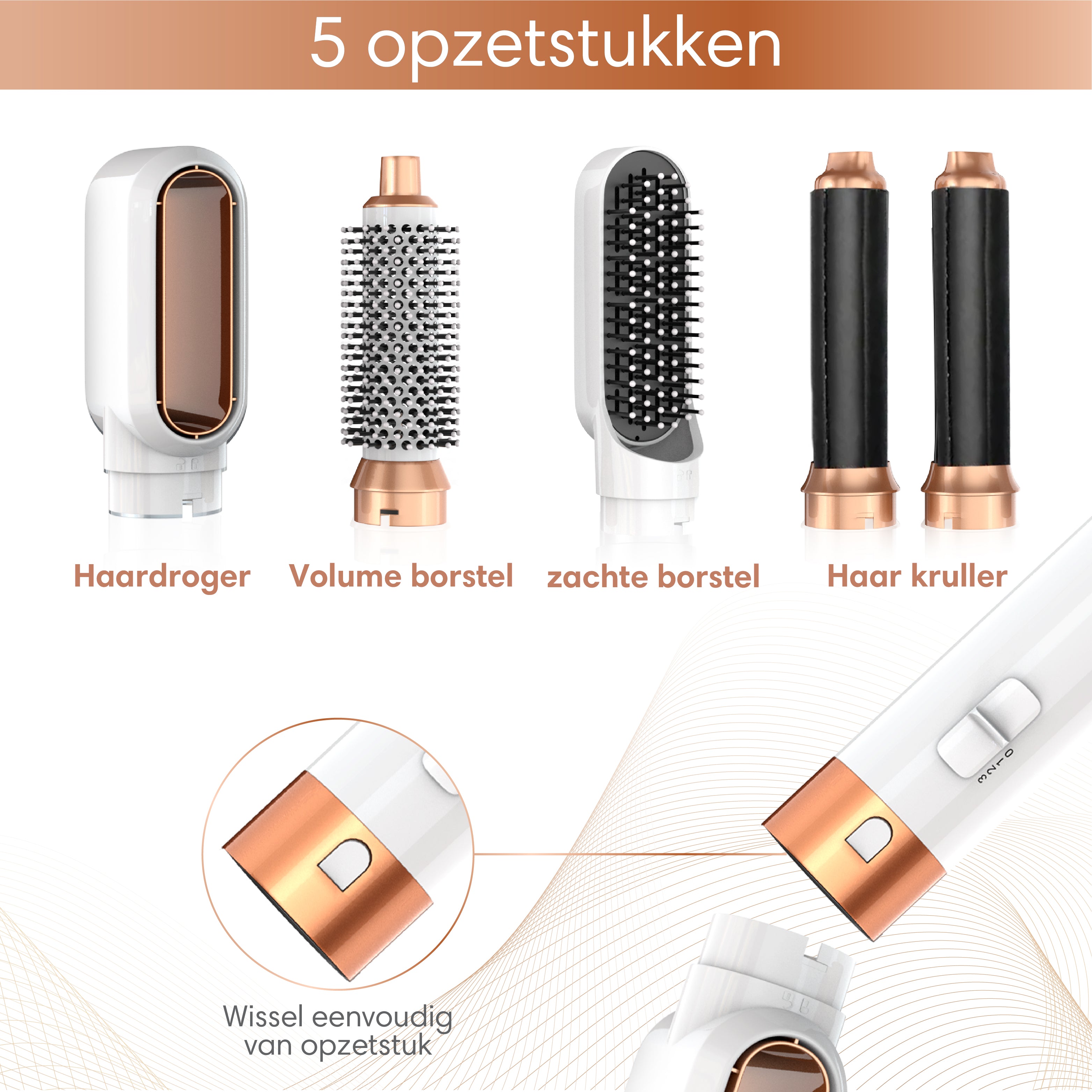 Luxoo Airstyler Wit goud + opbergccase