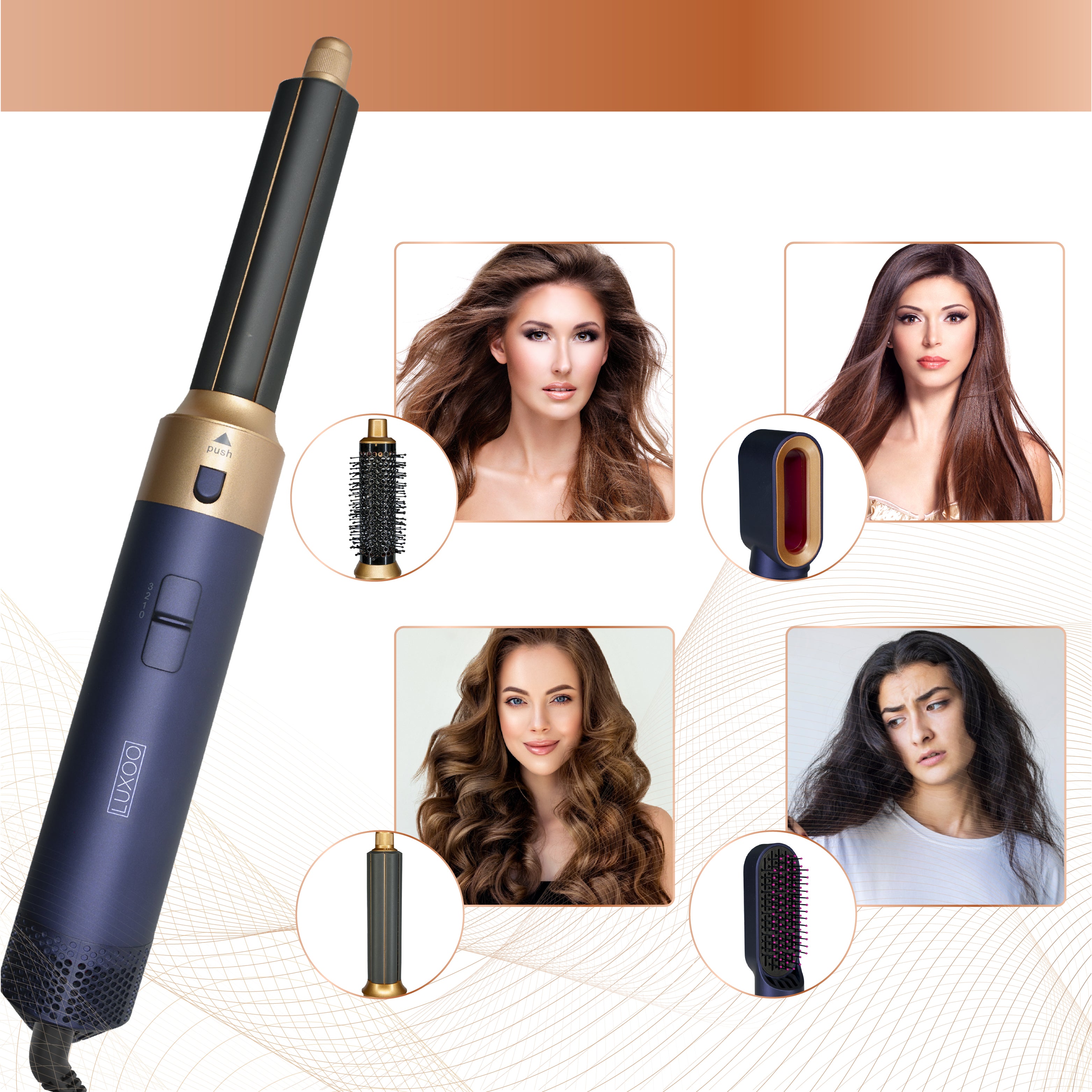 Luxoo Airstyler Blauw Goud