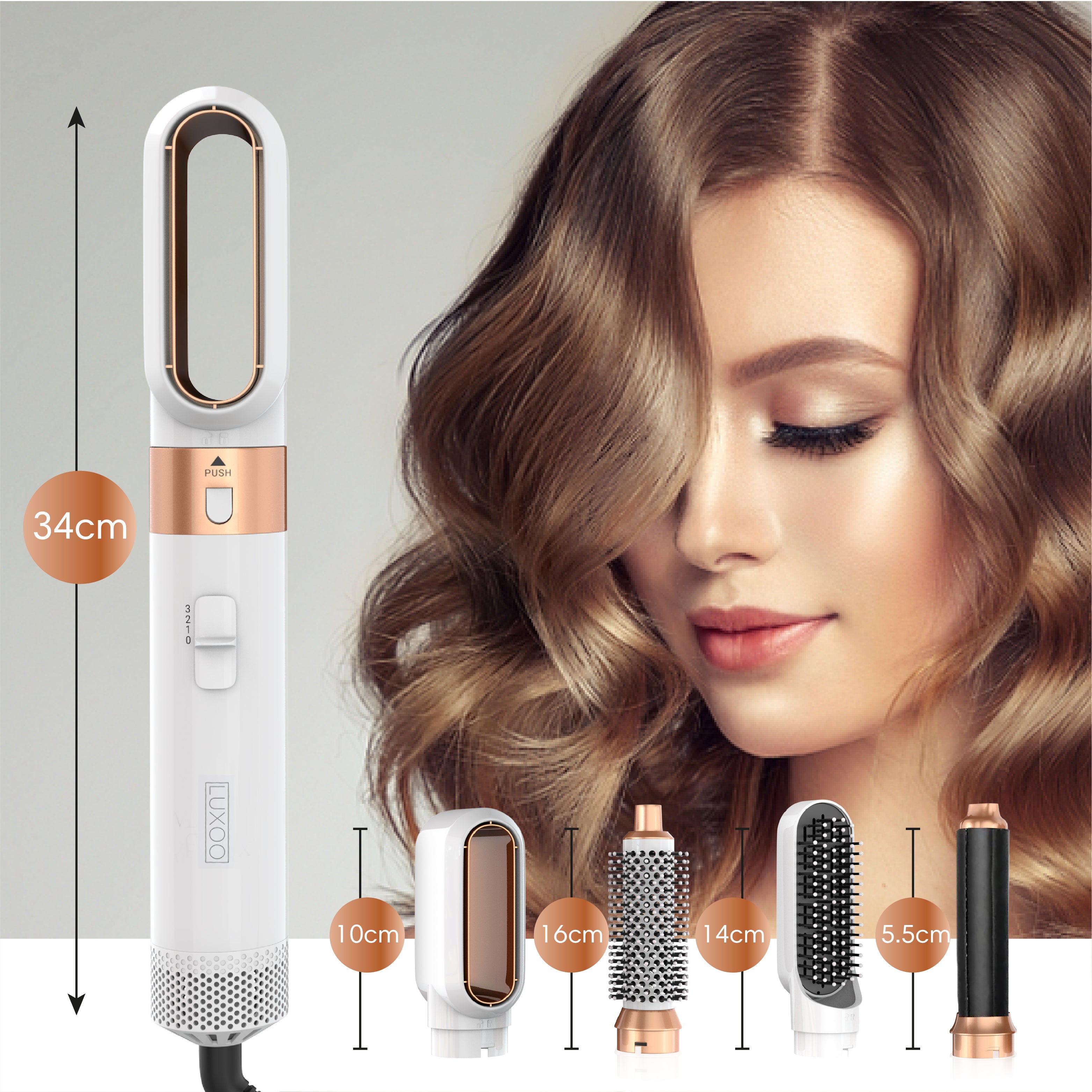 Luxoo Airstyler Wit goud + opbergccase