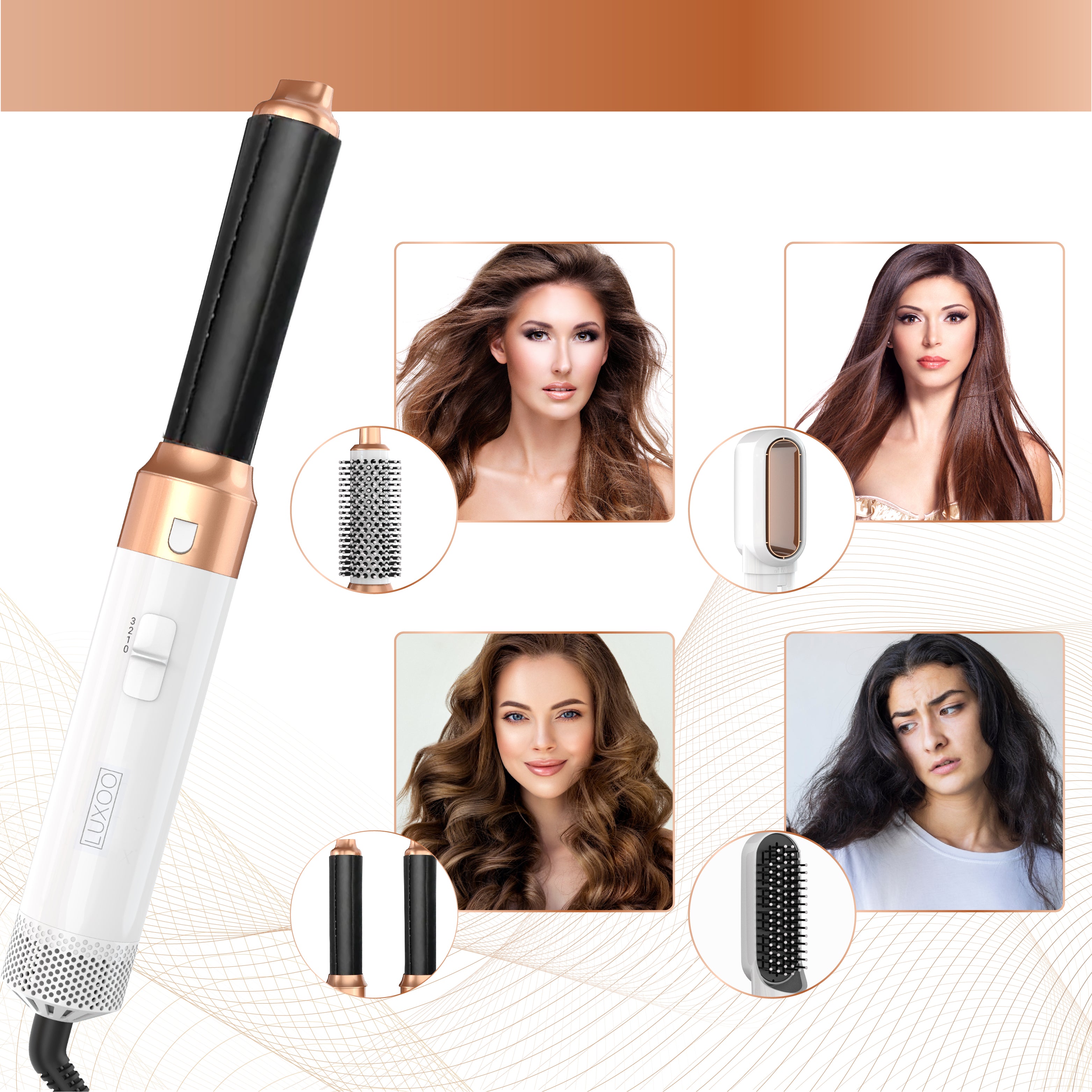 Luxoo Airstyler Wit goud + opbergccase