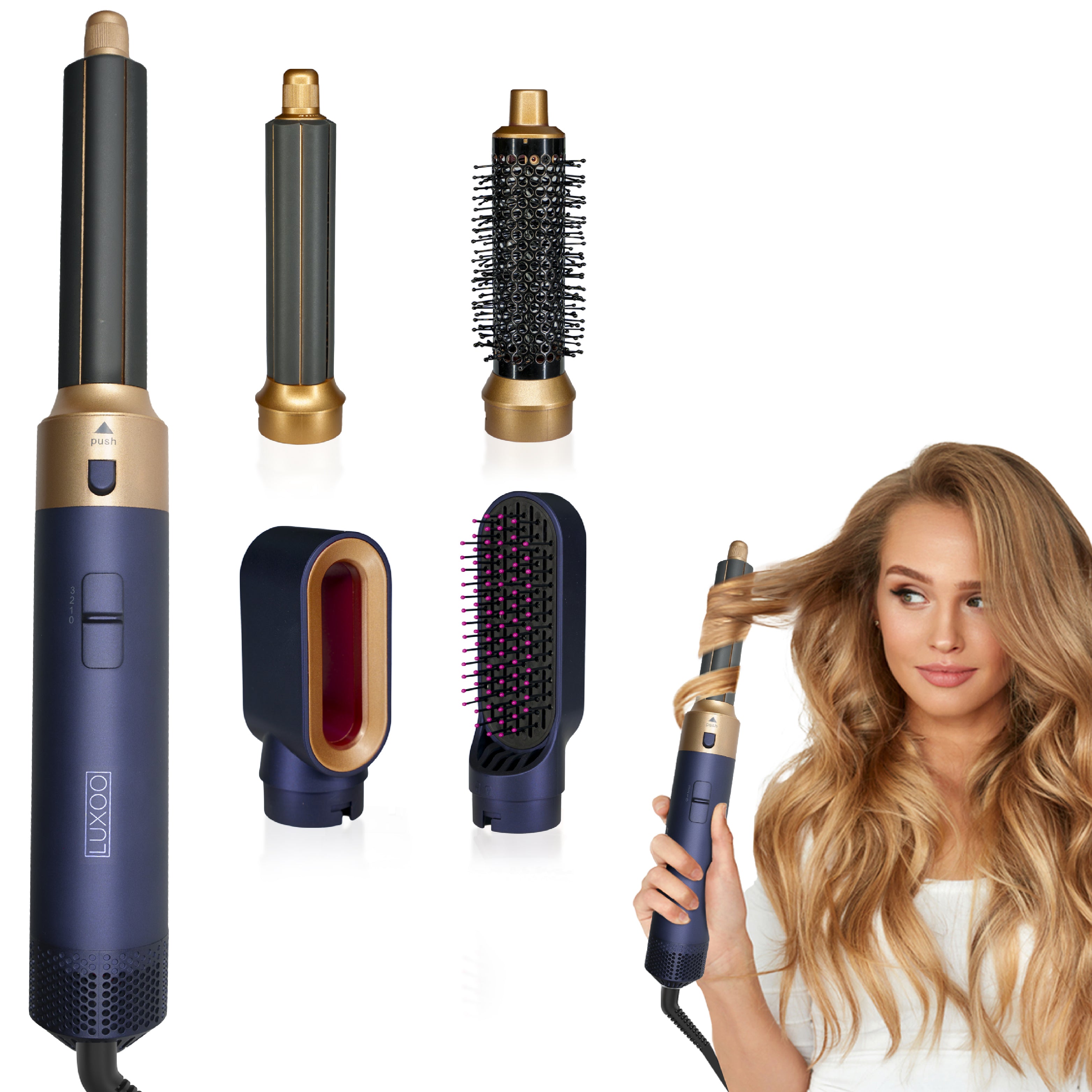 Luxoo Airstyler Blauw Goud