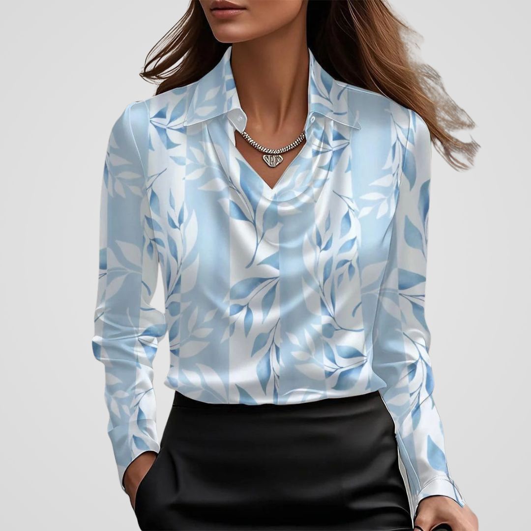 Malvina | Women’s Elegant Draped Neck Satin Blouse