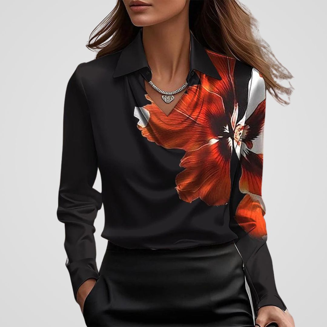 Malvina | Women’s Elegant Draped Neck Satin Blouse
