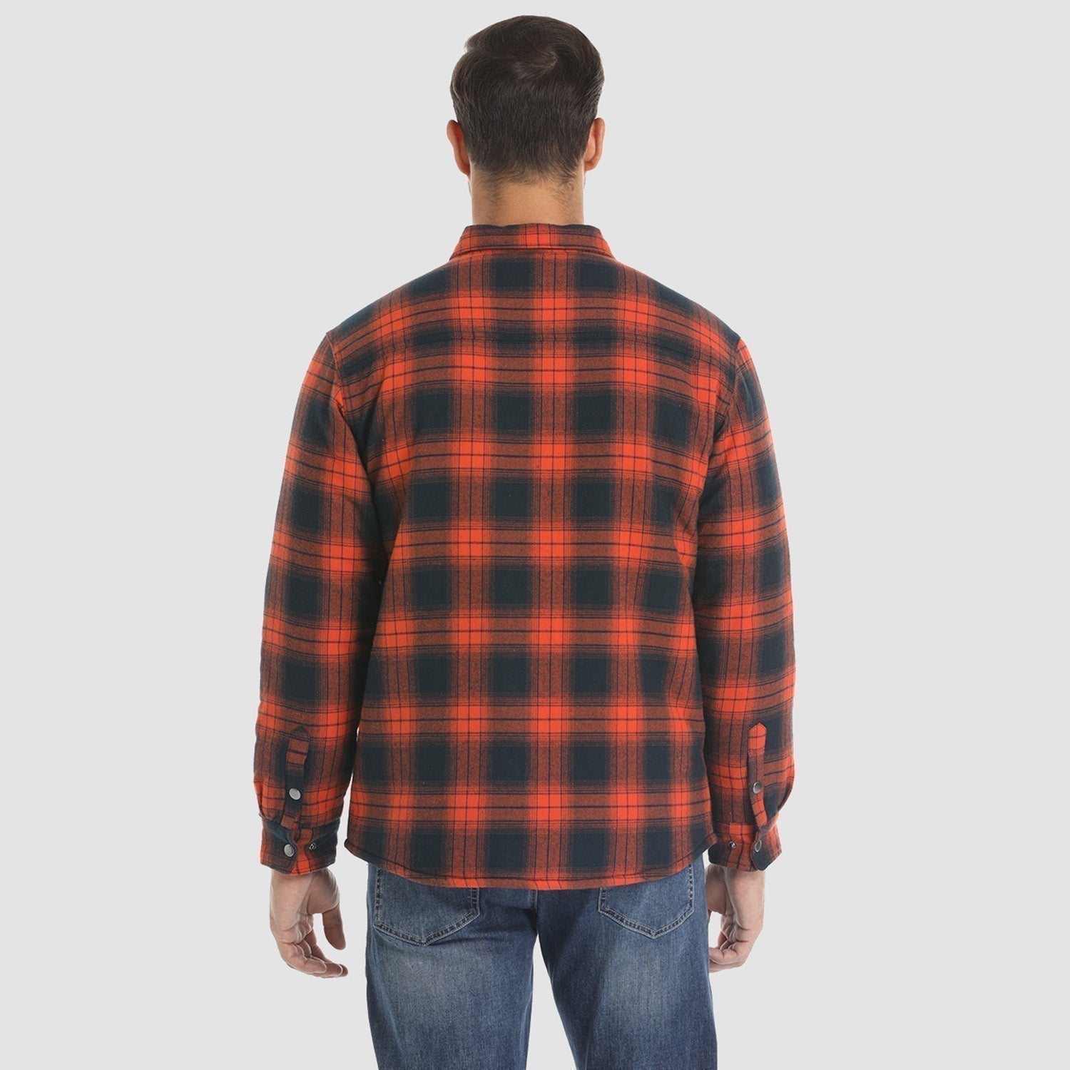 Men’s Quilted Flannel Overshirt – Thick Fleece-Lined Check Jacket for Cold Weather