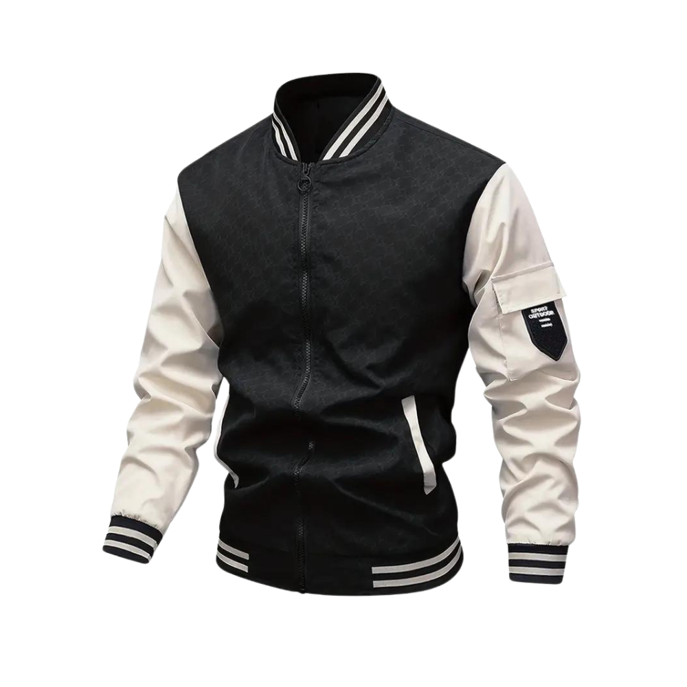 Men’s Contrast Varsity Bomber Jacket – Modern Streetwear Design