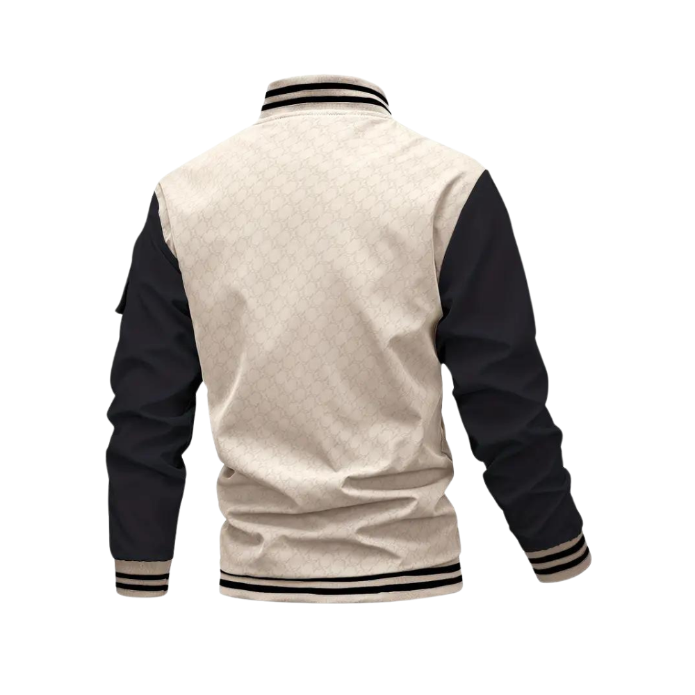 Men’s Contrast Varsity Bomber Jacket – Modern Streetwear Design