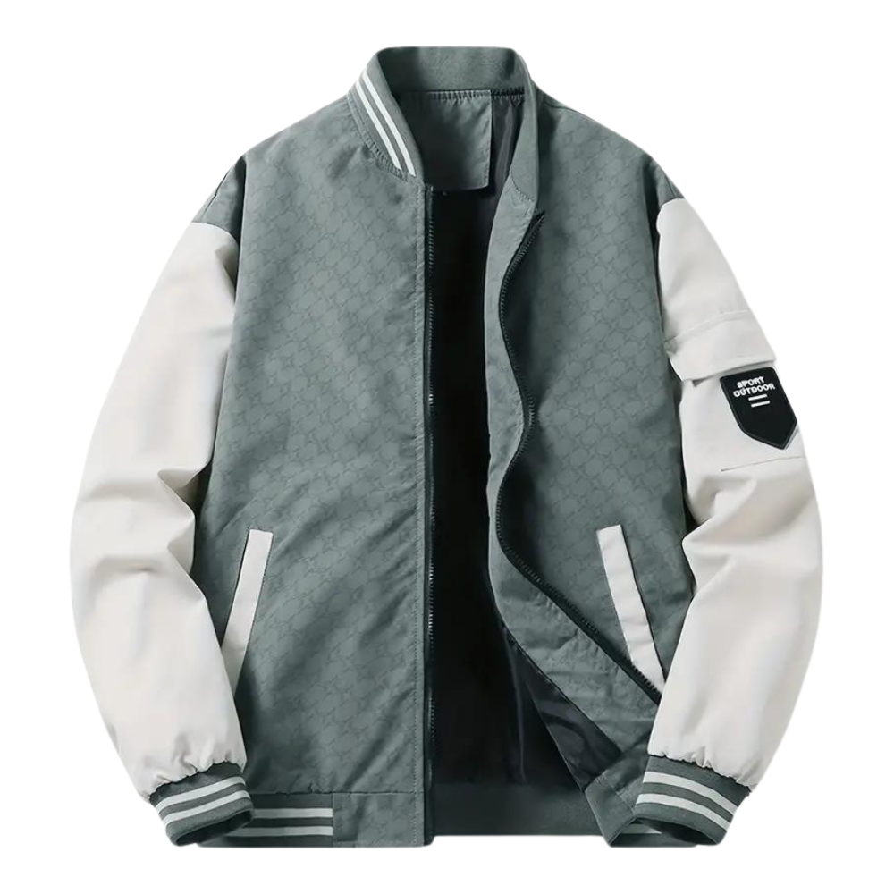 Men’s Contrast Varsity Bomber Jacket – Modern Streetwear Design