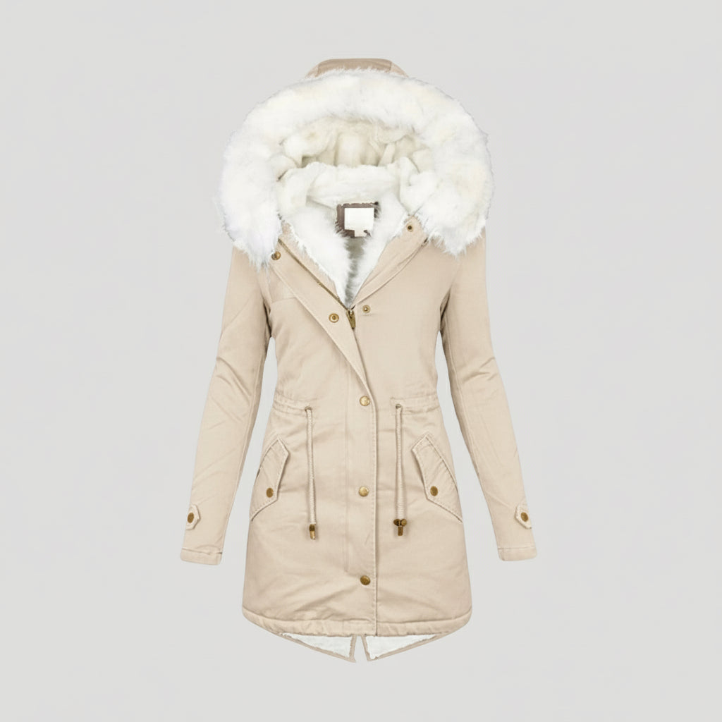 Luxury Faux-Fur Hooded Belted Winter Coat – Ultimate Warmth & Elegance