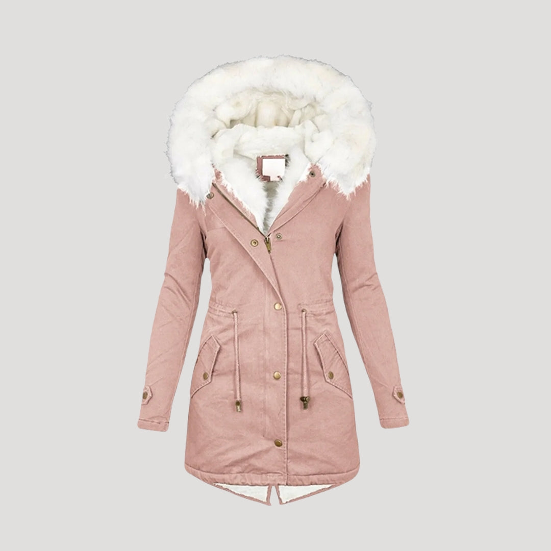Luxury Faux-Fur Hooded Belted Winter Coat – Ultimate Warmth & Elegance