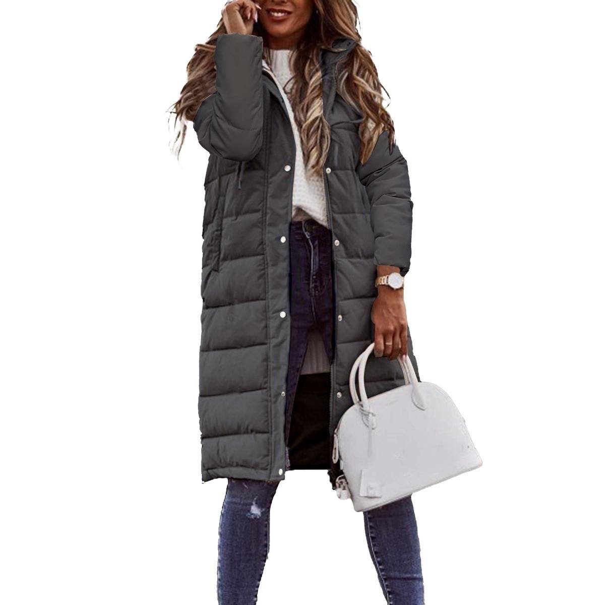 Quilted Hooded Long Winter Jacket for Women