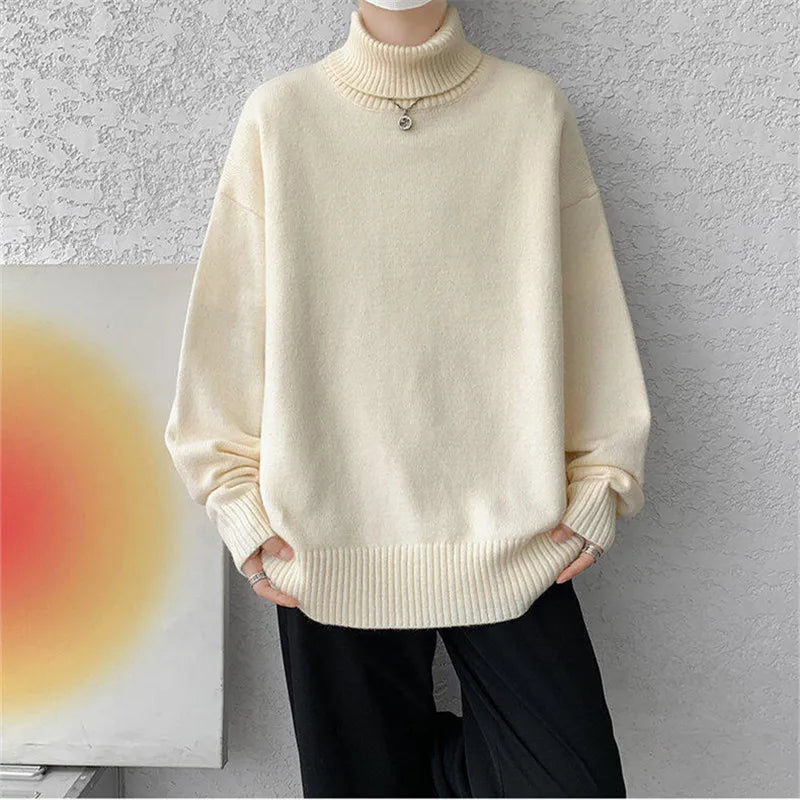 Men’s Premium Oversized Turtleneck Sweater – Soft Knit Winter Pullover