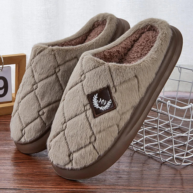 Men’s Winter Warm Slippers – Soft Fur Lining & Anti-Slip Comfort Sole