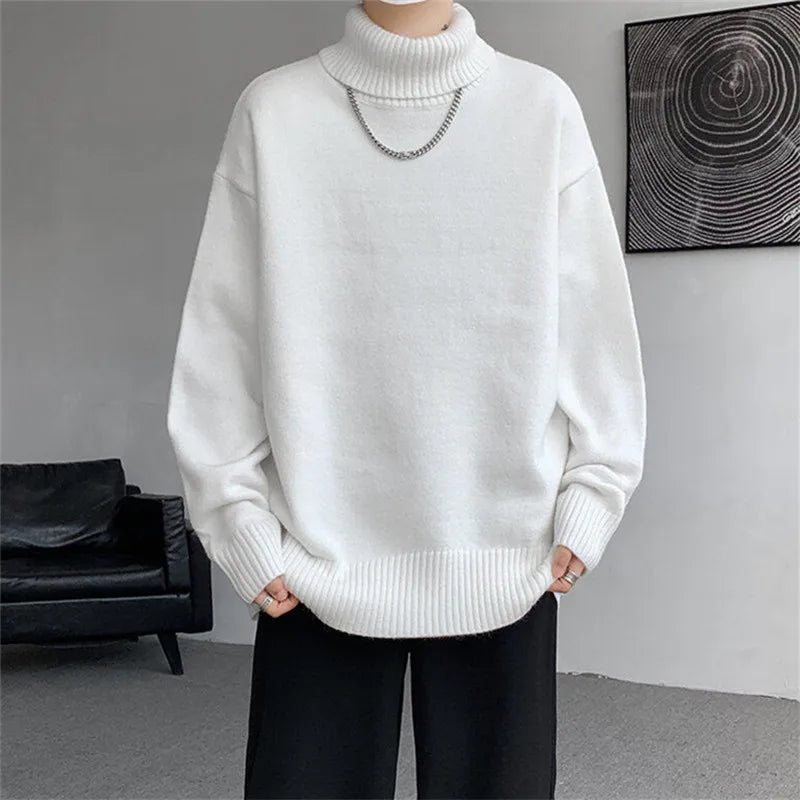Men’s Premium Oversized Turtleneck Sweater – Soft Knit Winter Pullover