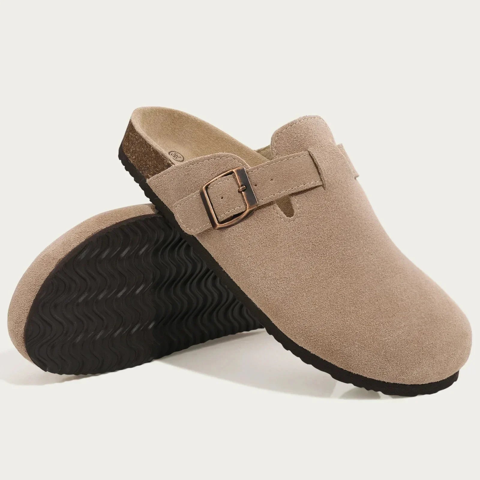 Premium Suede Comfort Clogs – Soft Slip-On Mule with Adjustable Buckle