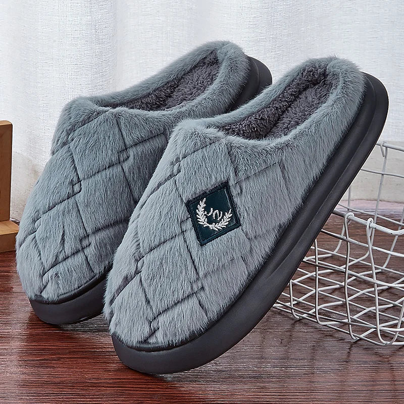 Men’s Winter Warm Slippers – Soft Fur Lining & Anti-Slip Comfort Sole