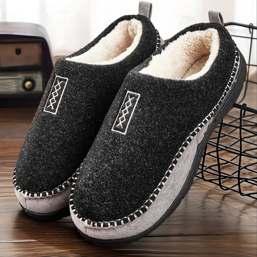 Men’s Winter Warm Slippers – Soft Fur Lining & Anti-Slip Comfort Sole