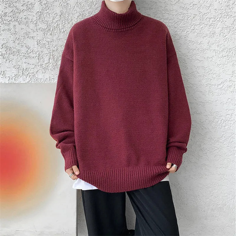 Men’s Premium Oversized Turtleneck Sweater – Soft Knit Winter Pullover