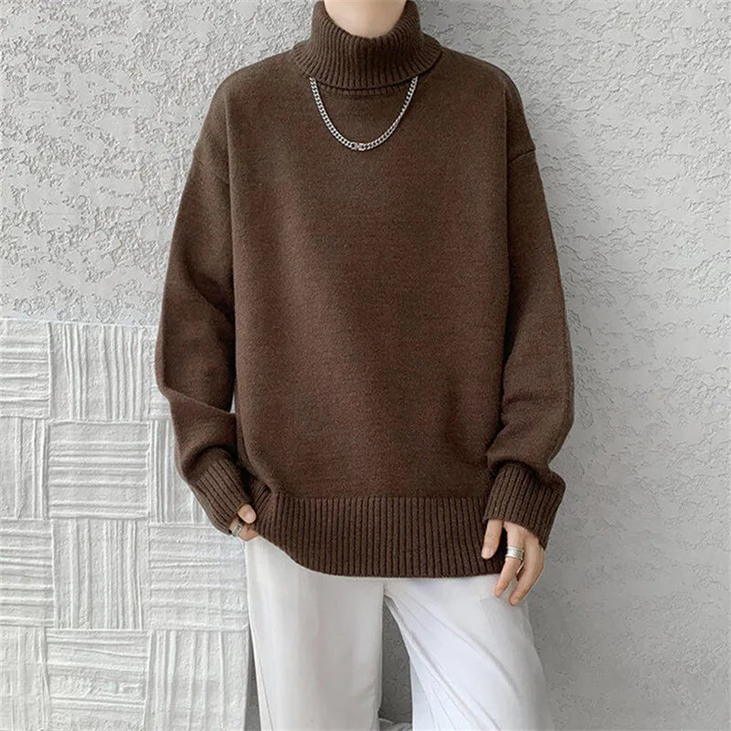 Men’s Premium Oversized Turtleneck Sweater – Soft Knit Winter Pullover
