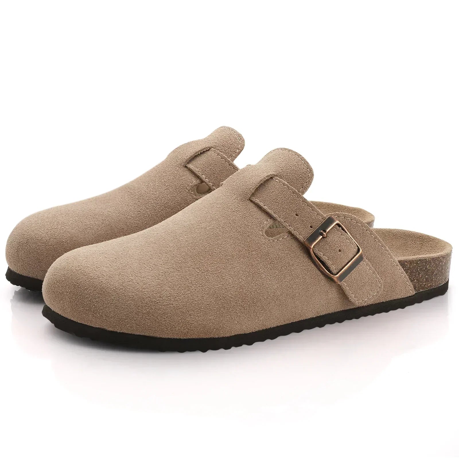 Premium Suede Comfort Clogs – Soft Slip-On Mule with Adjustable Buckle