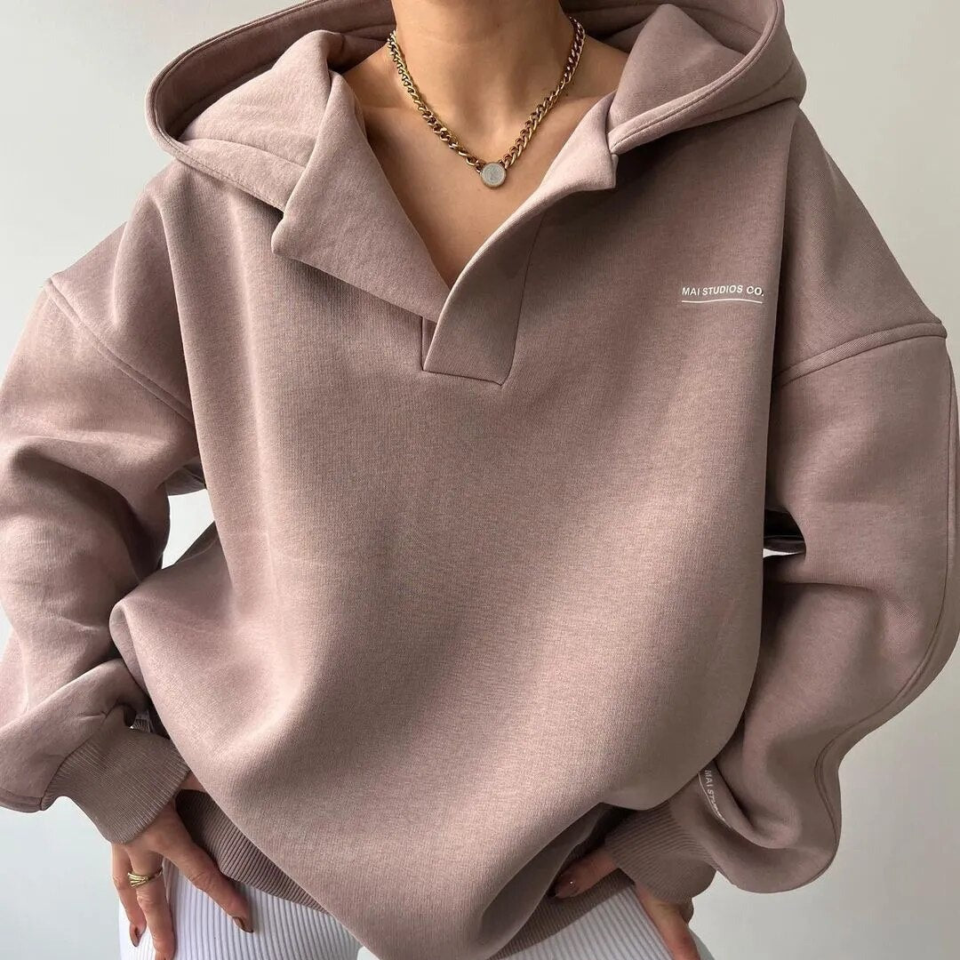 Relaxed V-Collar Hoodie – Soft, Comfy & Effortlessly Stylish