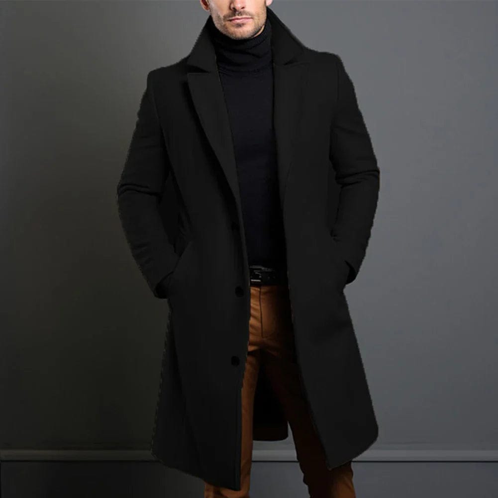 Men’s Classic Wool Blend Overcoat – Warm, Tailored & Timeless Style