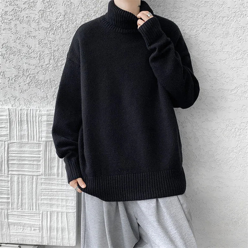 Men’s Premium Oversized Turtleneck Sweater – Soft Knit Winter Pullover