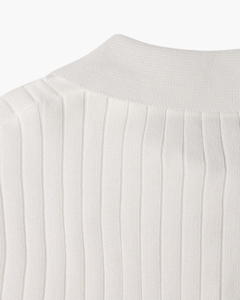 Men’s Ribbed Knit Polo Shirt – Slim Fit Luxury Cotton Blend