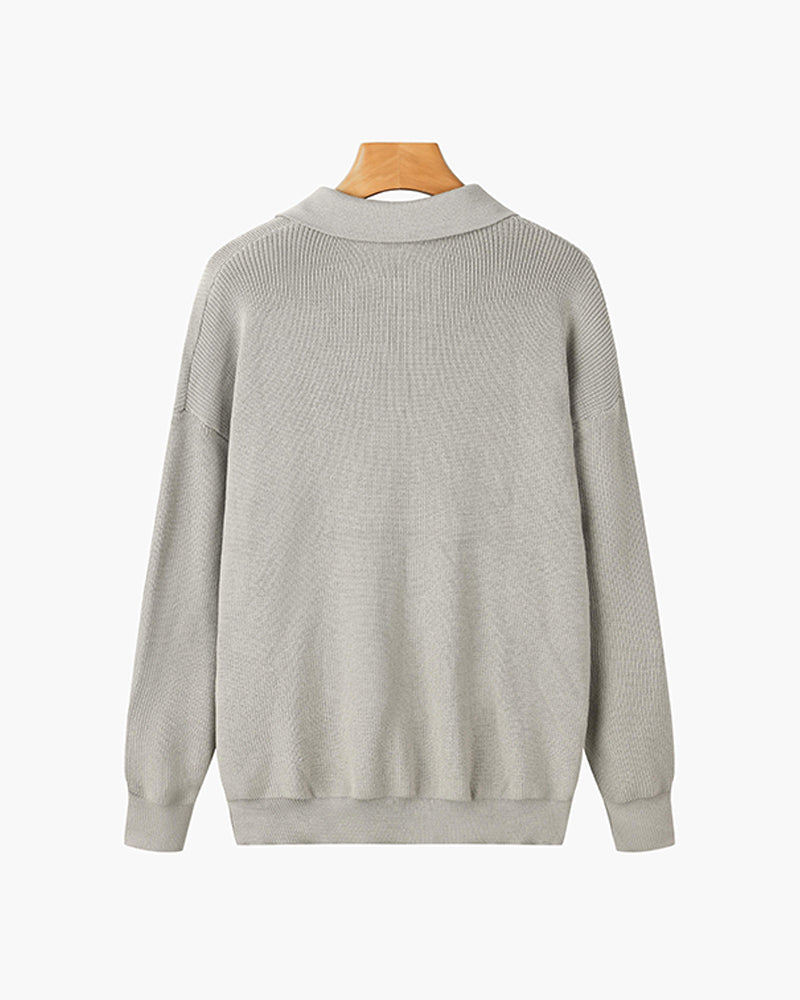 Oxford Half-Zip Knit Sweater – Minimal Premium Comfort