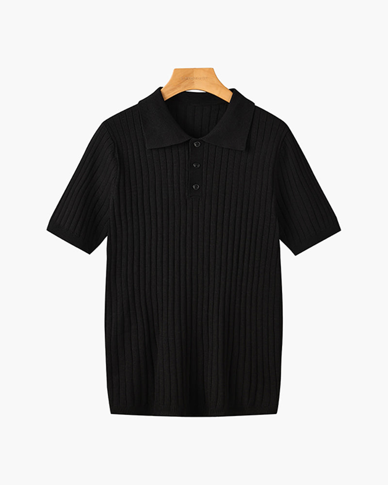 Ribbed Knit Polo Shirt – Modern Minimal Essential by Luxoo