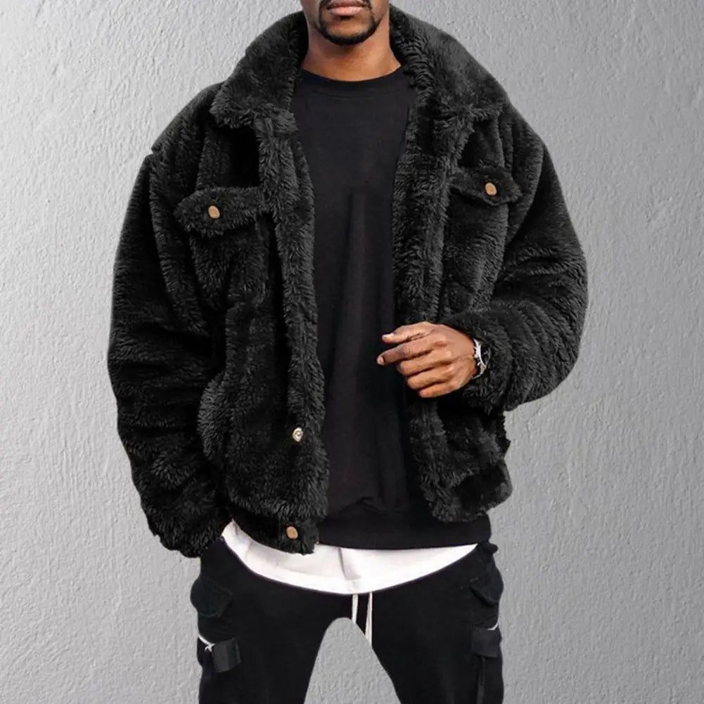 Men’s Luxe Faux Fur Street Jacket – Ultra-Soft Winter Comfort