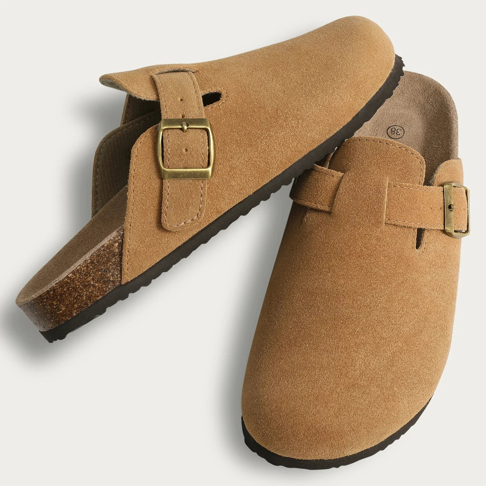 Premium Suede Comfort Clogs – Soft Slip-On Mule with Adjustable Buckle