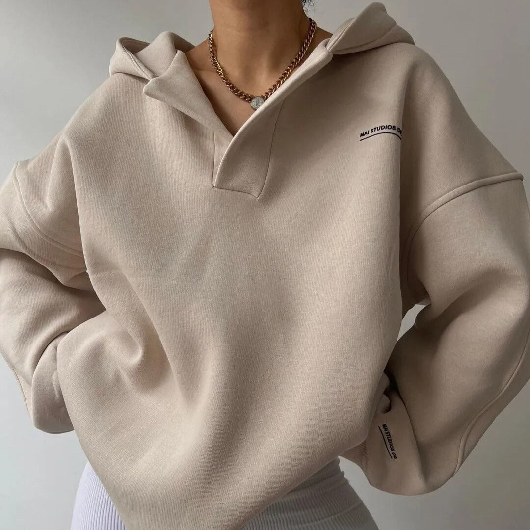 Relaxed V-Collar Hoodie – Soft, Comfy & Effortlessly Stylish