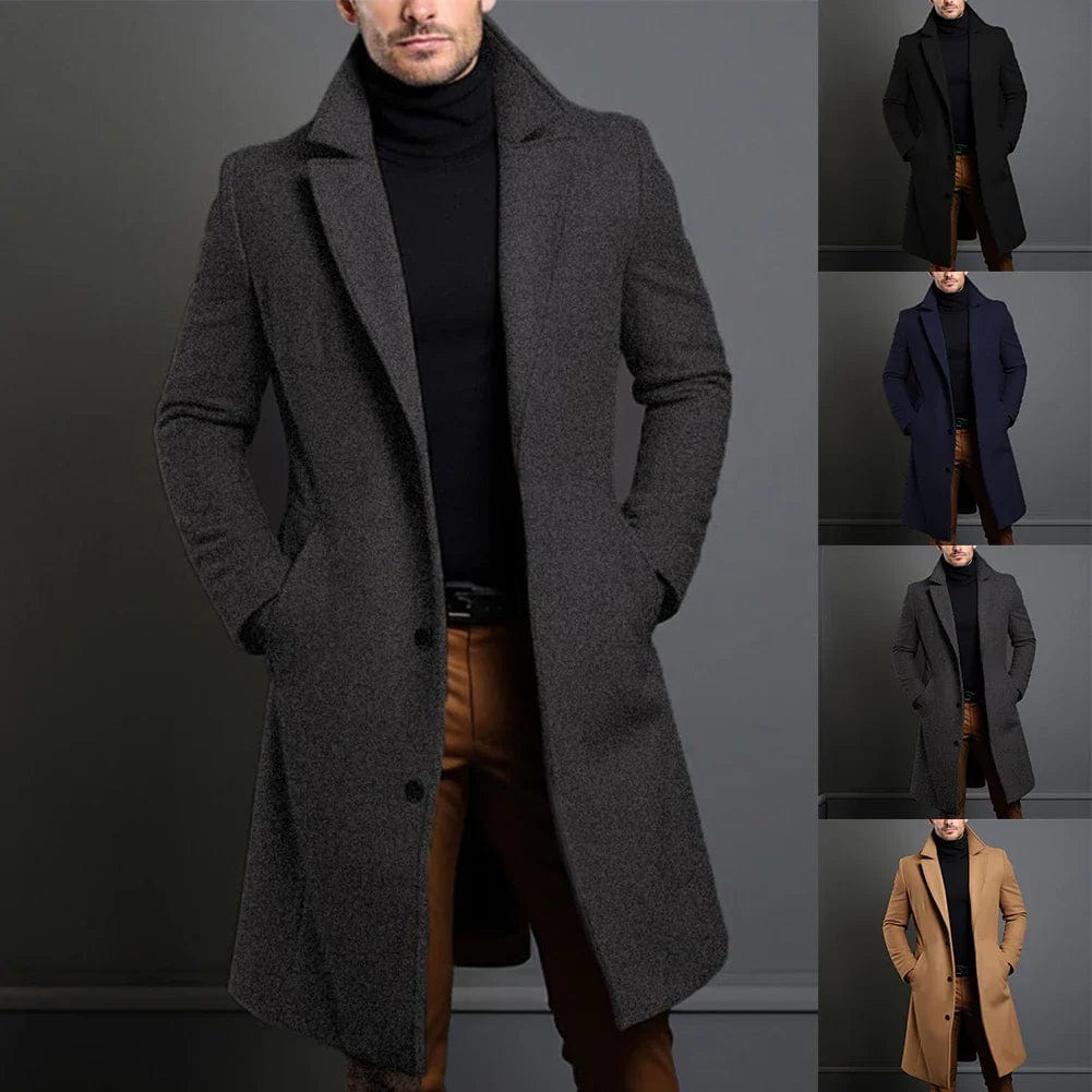 Men’s Classic Wool Blend Overcoat – Warm, Tailored & Timeless Style