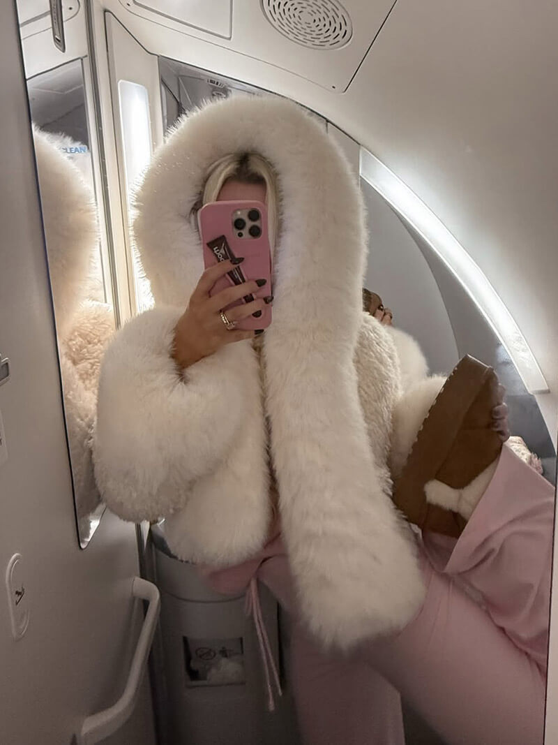 FluffyWarm Oversized Faux Fur Hooded Coat – Women’s Winter Jacket