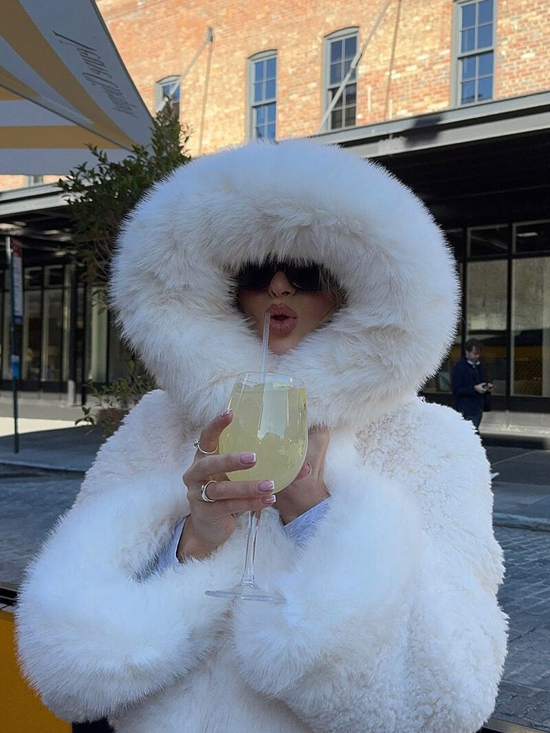 FluffyWarm Oversized Faux Fur Hooded Coat – Women’s Winter Jacket