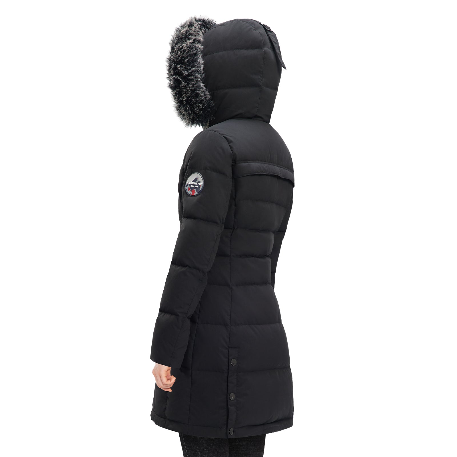 Women’s Long Puffer Coat with Faux Fur Hood – Warm Waterproof Winter Jacket