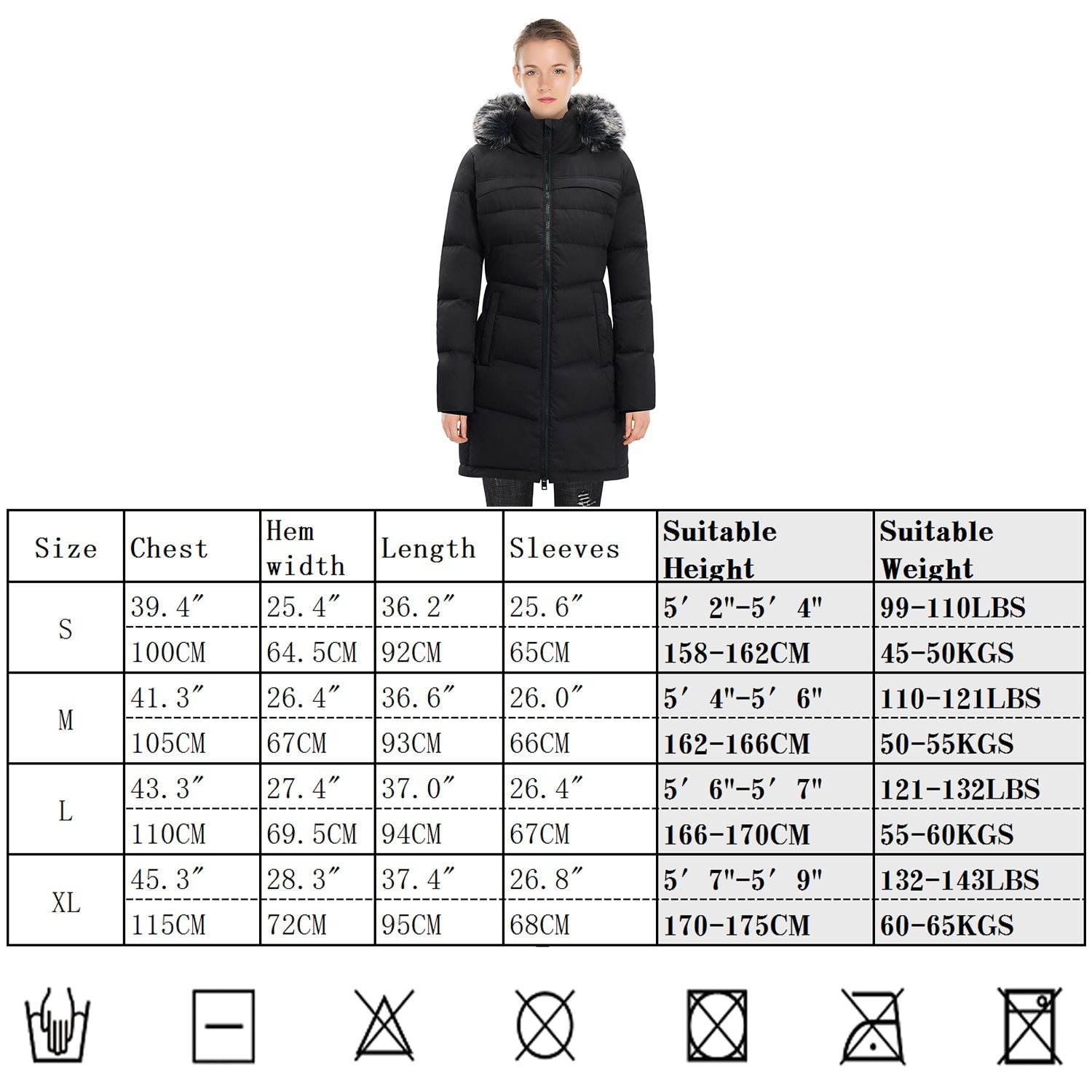 Women’s Long Puffer Coat with Faux Fur Hood – Warm Waterproof Winter Jacket