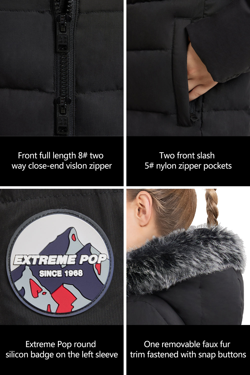 Women’s Long Puffer Coat with Faux Fur Hood – Warm Waterproof Winter Jacket