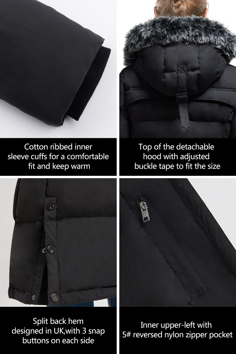 Women’s Long Puffer Coat with Faux Fur Hood – Warm Waterproof Winter Jacket