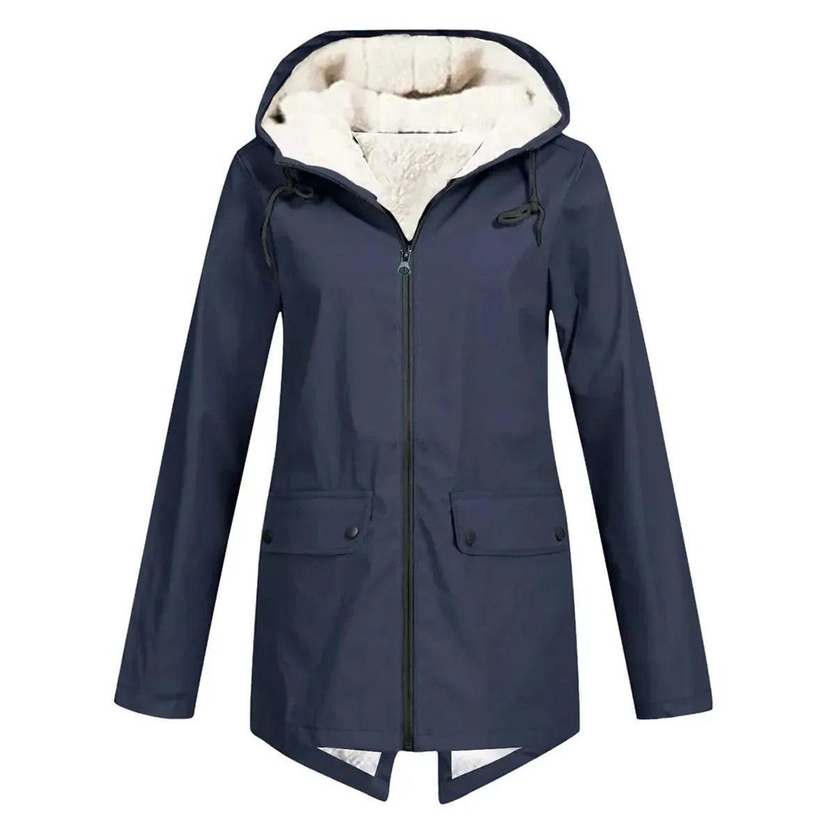 Waterproof Hooded Trench Coat With Fleece Lining