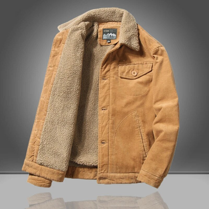 Men’s Corduroy Sherpa-Lined Jacket – Vintage Winter Coat
